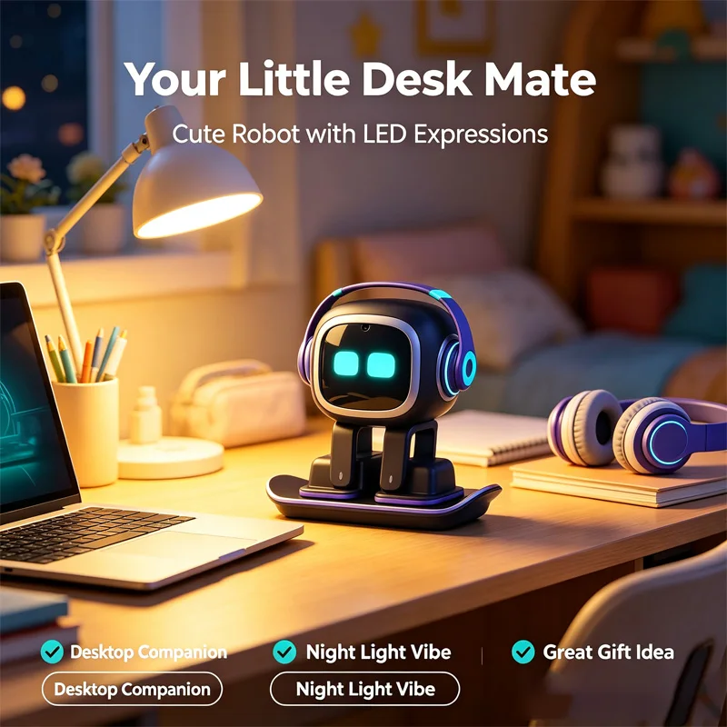 Intelligent EMO Robot Toy, Desktop AI Electronic Companion, Smart Interactive Pet Robot, Kids Birthday Gift