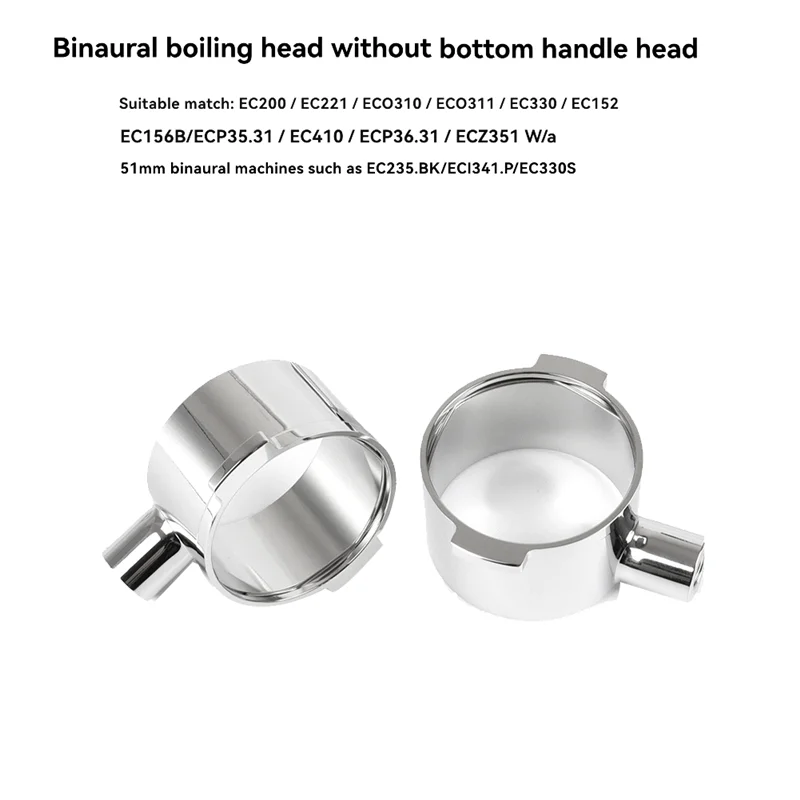 BMBY-For Delonghi 51MM Stainless Steel Handle Head Double Ear Accessory Coffee Accessories With Filter Basket