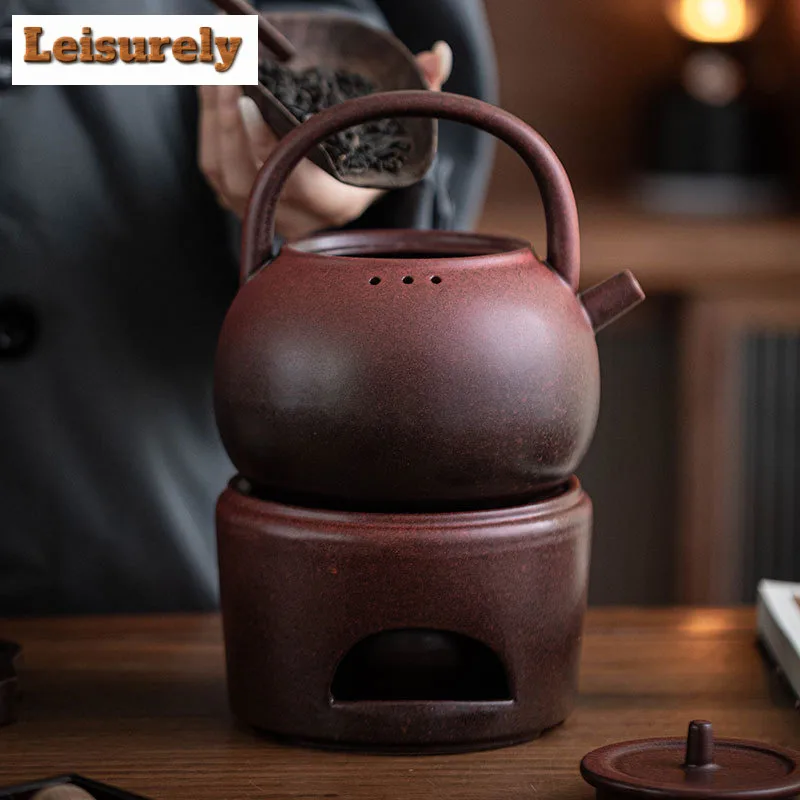 1000ML Retro Kiln Change Ceramic Teapot Large Capacity Lifting Handle Pot Household Boiling Water Tea Maker Kettle Kungfu Teaset