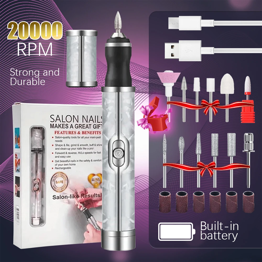 LINMANDA Kit trapano elettrico per unghie Kit professionale per lime per unghie Efile Gel per unghie Unghie acriliche Kit per lucidatura per manicure e pedicure