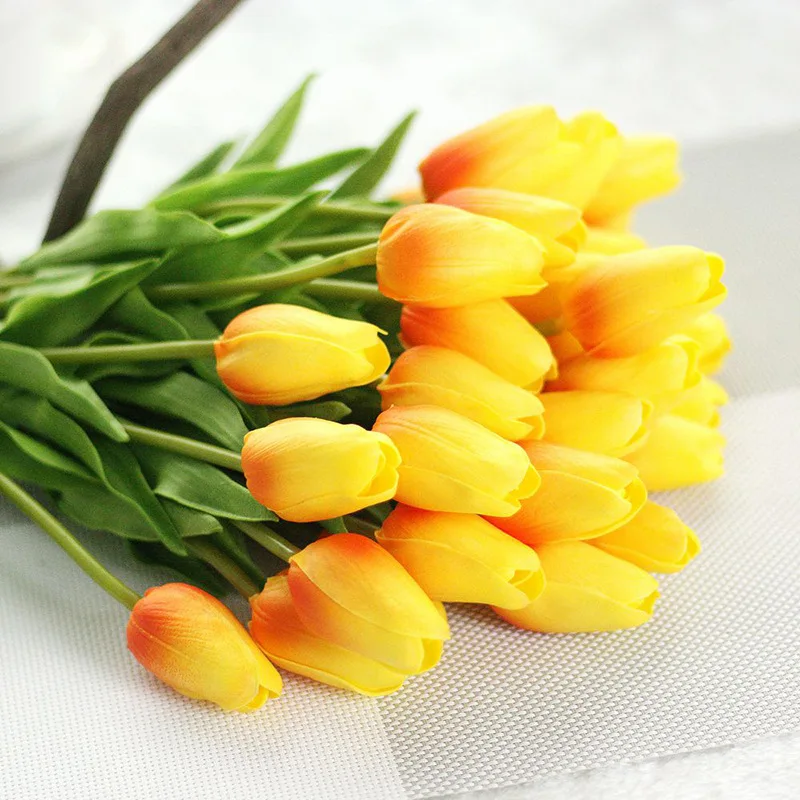 

Tulip Wedding Hand Bouquet Silk Flower Artificial Flower Home PU Tulip Mini Artificial Flower