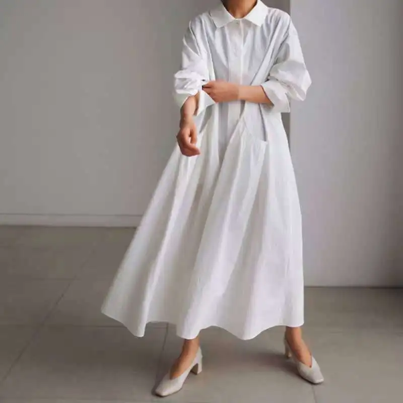 Loose Plus Size Shirt Skirt Over The Knee Long Dress Bf Student Fashion Cape Shirt Slimming Baby Base Shirt