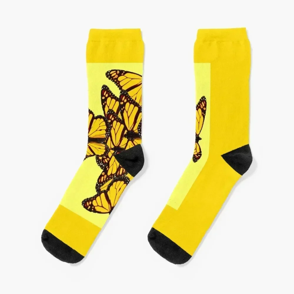 

YELLOW MONARCH STYLE BUTTERFLIESYELLOW-GOLD ART Socks cotton Climbing Sports Men's Male Socks Women's