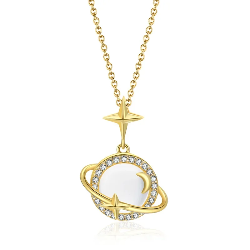 Neue Sonne und Mond Myth Katzenauge Stein Halskette für Frauen, Schlüsselbein Anhänger, Halskette