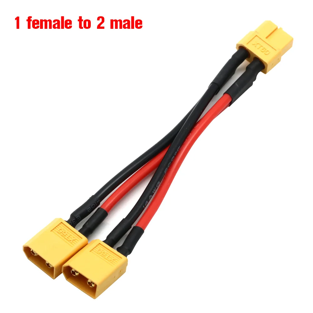 XT60 Parallelle Batterij Connector Mannelijke/Vrouwelijke Kabel Dual Extension Y Splitter/3Way 14AWG Siliconen Draad voor RC Batterij Motor