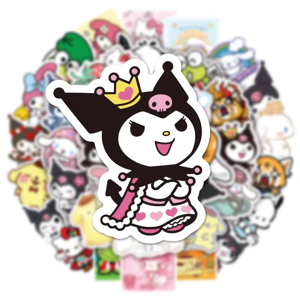 

10/30/50pcs Kawaii Sanrio Stickers Aesthetic Hello Kitty My Melody Kuromi Cartoon Decals DIY Diary Laptop Car Cute Anime Sticker