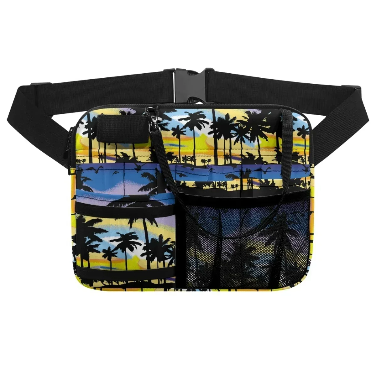 Tropical Palm Tree Sunset Designer Women Nurse Fanny Pack Casual Nursing Waist Pouch with Adjustable Waist Strap Belt Bags Gift