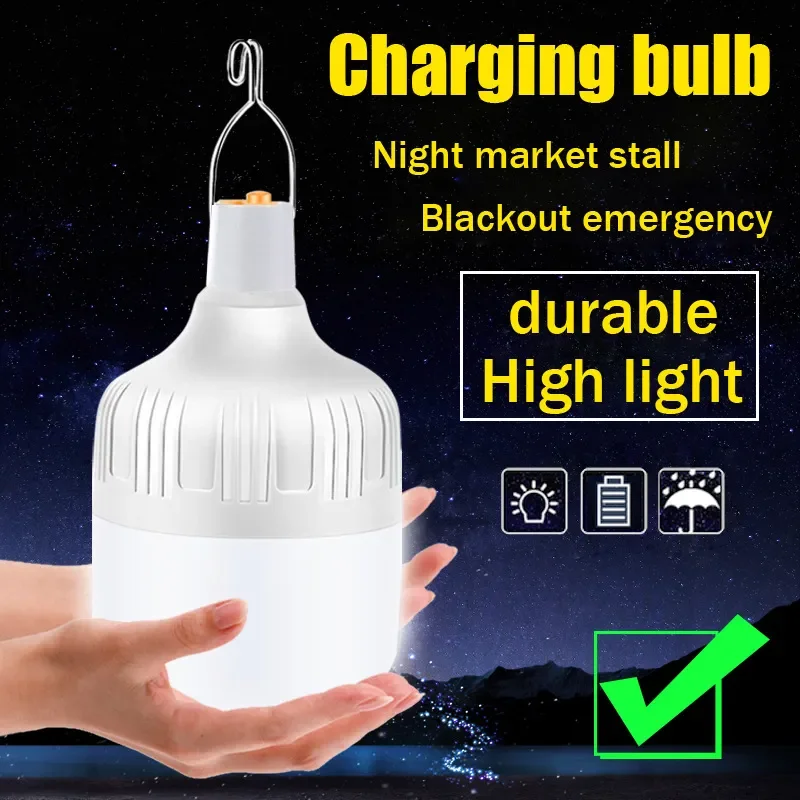 

80W Portable Tent Lamp Battery Hook Lantern Rechargeable Lamp BBQ Camping Light Outdoor Bulb USB Hanging LED Emergency Lights