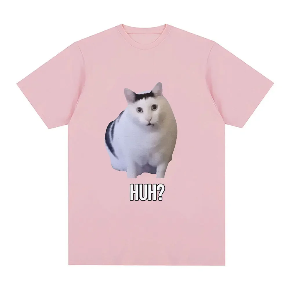 Cat Saying Huh? Funny Meme T-shirt Men Women 100% Cotton Breathable Short Sleeve Oversized T Shirts Fashion Harajuku Tee Shirt image 6
