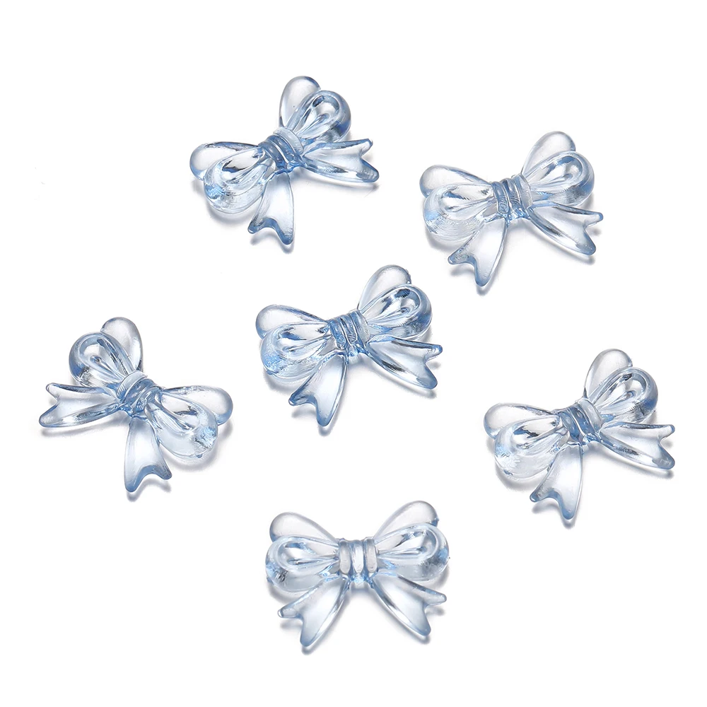 30Pcs Multicolor Transparent Bow Acrylic Beads for DIY