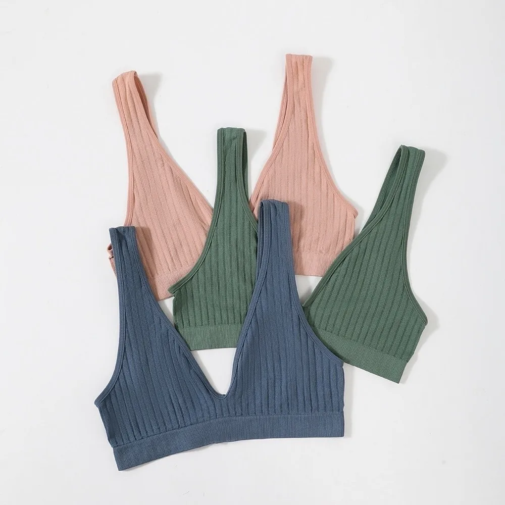 Nahtloser BH im französischen Stil, Anti-Sagging, weicher Halt, bügelloser BH, tiefer V-Ausschnitt, atmungsaktive Damen-Schlafunterwäsche, Fitness-BH – Detail 9