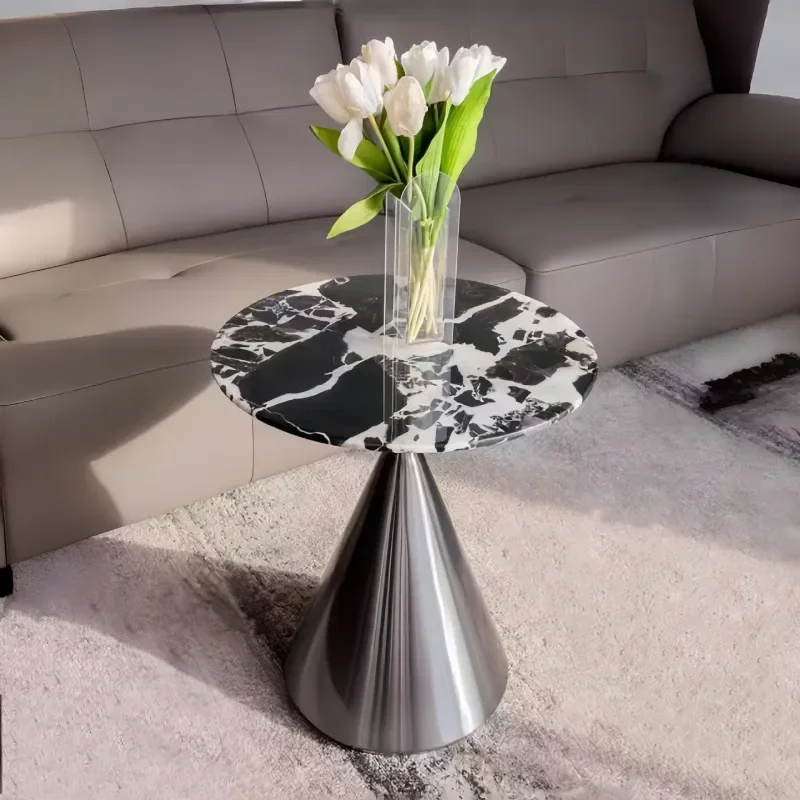 Modern Italian Marble Stainless Steel Brushed Edge Small Corner Sofa for Living Room Home Simple Luxury Design