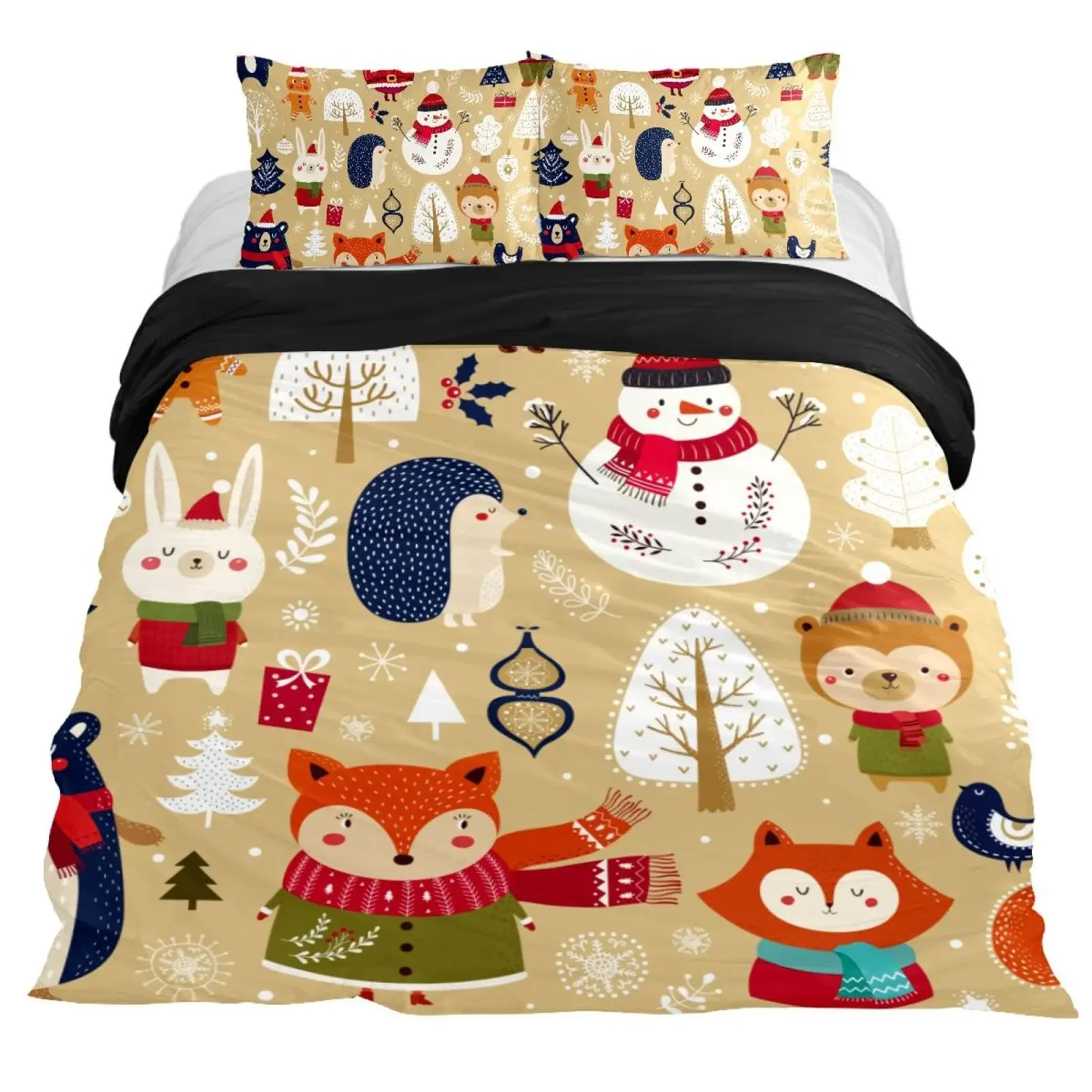 Cute Hedgehog Duvet Cover Full Size Comforter Cover Bedding Set Animal Print for Kids Boys Girls Adults with 2 Pillow Case 3pcs