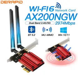 Adaptador WiFi 6 AX3000, 2,4G, 5G, 3000Mbps, tarjeta de red de banda Dual, Bluetooth 5,2, receptor Wi-Fi Dongle para Windows 10, 11, Linux AX200