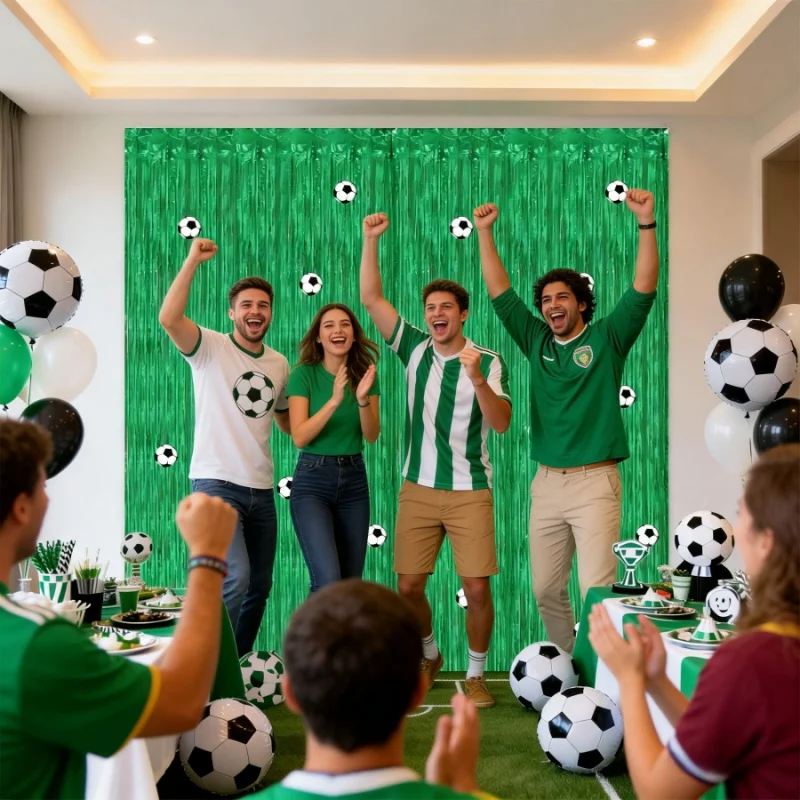 1 Stück Fußball-Ornament, Fußballspiel-Geburtstagsparty-Zubehör, Anhänger, grüne Quasten-Dekoration, Ornament