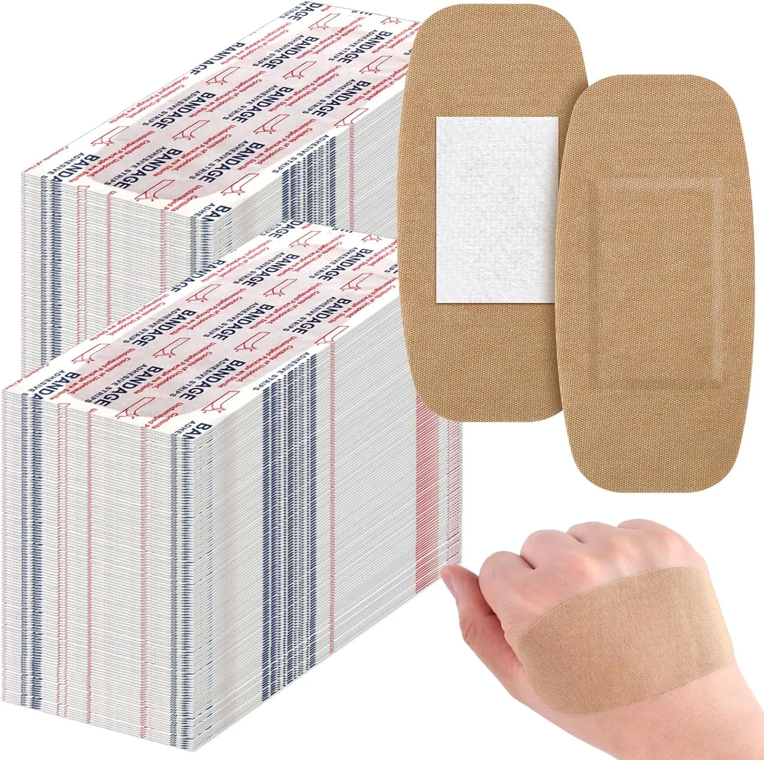 

600 Pcs Large Bandages Bulk Big Flexible Adhesive Bandages Fabric Bandages for and Protect Wounds, 2 x 4 Inch