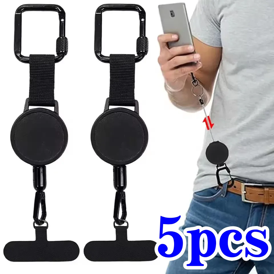 AliExpress 5/3/1pcs Retractable Anti-Theft Phone Holder Safety Lanyard Stra with Carabiner Anti-Drop Harness for Hiking Cycling Climbing