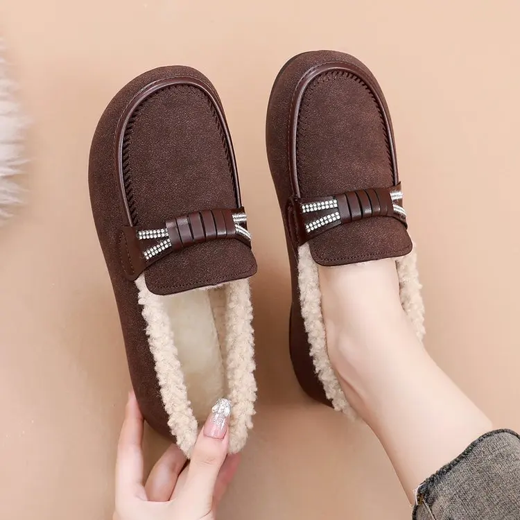 

Women's Casual Shoes Round Head Flat Short Plush Inside 2023 Winter New Warm Korean Women's Shoes Zapatos Para Mujeres 35-41