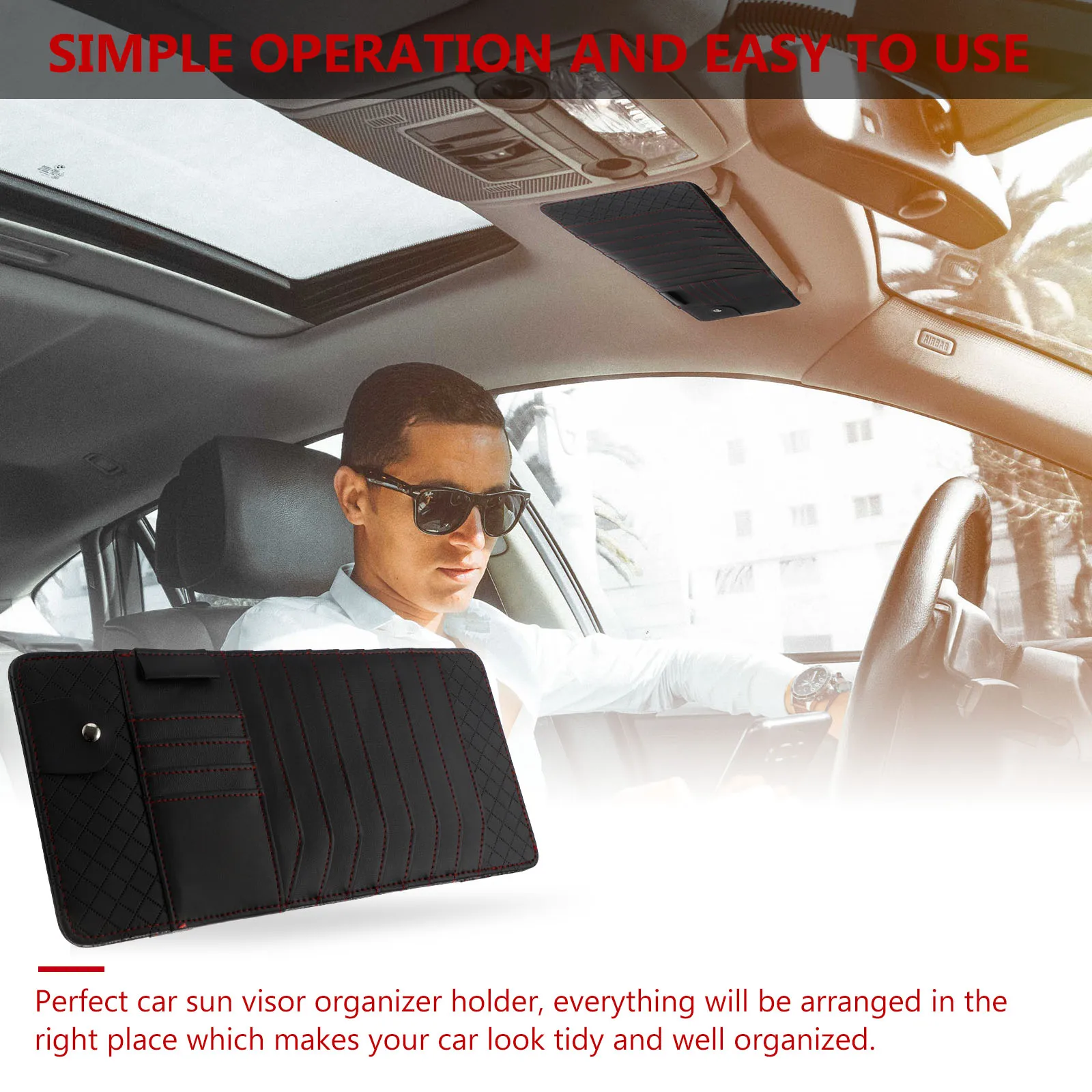 

Visor ganizer CD Bag Cases Eyeglass Holder Sunglasses Clip Storage Pocket Accessories Durable Material Protect Scratch