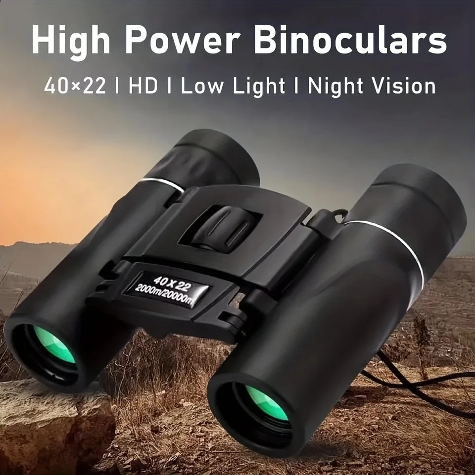 40x22 HD Powerful Binoculars 2000M Long Range Folding Mini Telescope BAK4 FMC Optics For Hunting Sports Outdoor Camping Travel