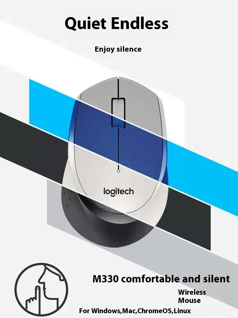 Logitech M330 Wireless Mouse Ergonomic 1000DPI Bluetooth Mouse Multi-mode Rechargeable Silent Optical Mouse for PC/Laptop Mice