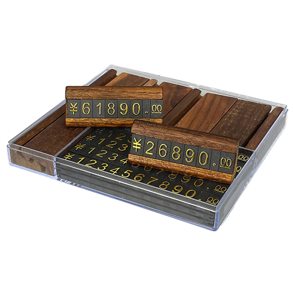 Number Pricing Label Tags 10 Sets/Box Mini Wood Combined Number Price Cube Tag Jewelry Adjustable Number Pricing Label Sign Hold