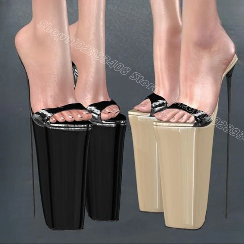 

Black High Platform Stiletto Slippers Open Toe British Style Summer Women Party Dress Sexy Dance Slippers Zapatos Para Mujere