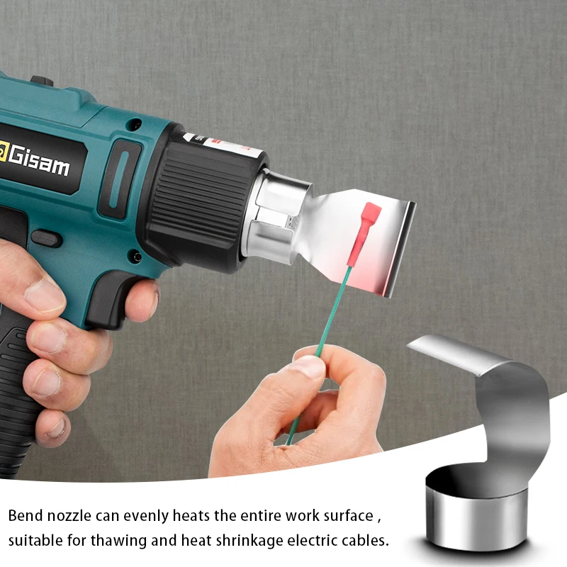 2000W Electric Heat Gun for Makita 18V Battery Cordless Handheld Hot Air Gun with 2 Nozzles Power Tool Industrial Thermal Blower