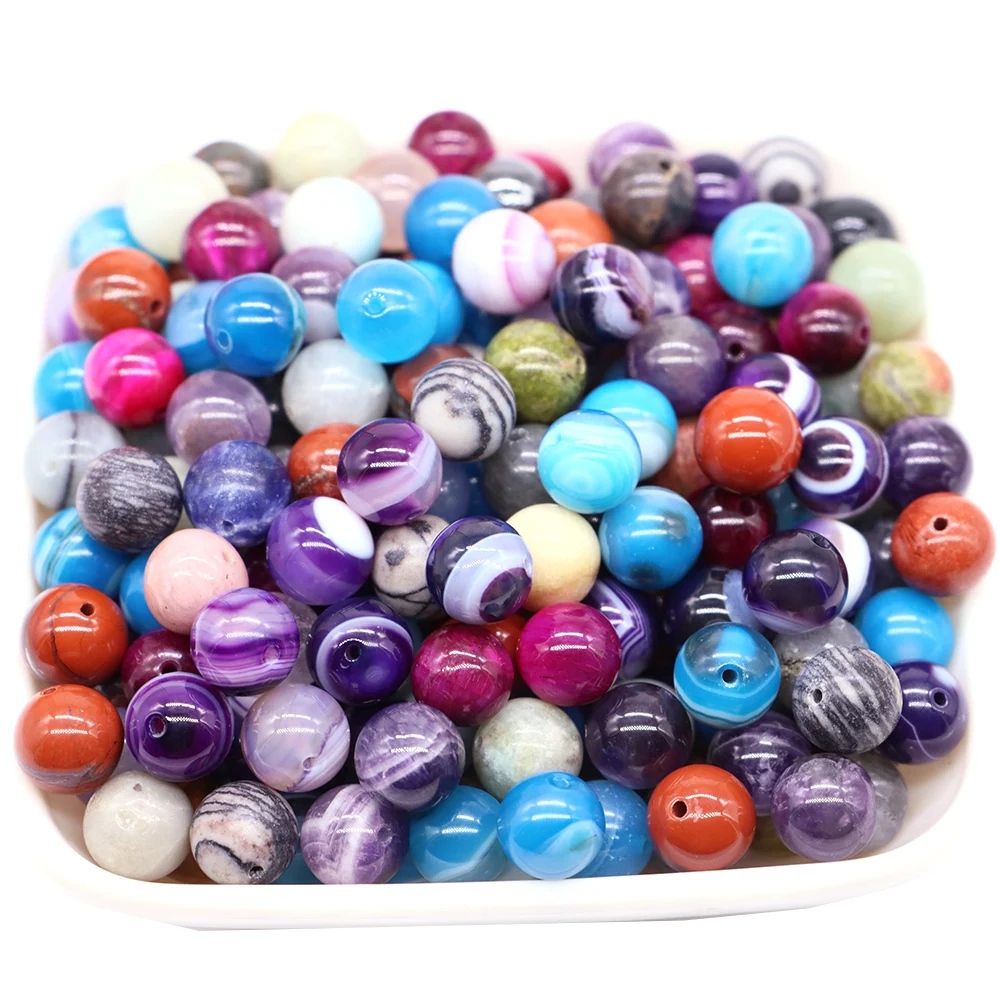 10g Random Mix Round Beads for Bracelets Natural Stone Polished Rocks Loose Bead Healing Crystals for Jewelry Making 4/6/8/10mm