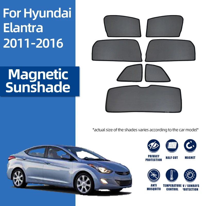 For Hyundai Elantra MD AVANTE 2010-2016 Magnetic Car Sunshade Shield Front Windshield Curtain Rear Side Window Sun Shade Visor