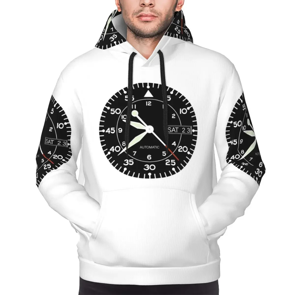 Seiko Aviation Flieger Watch Face (Automatic) Sticker Hoodie Pullover Autumn Winter Men Women Sweatshirts Long Sleeve Tops
