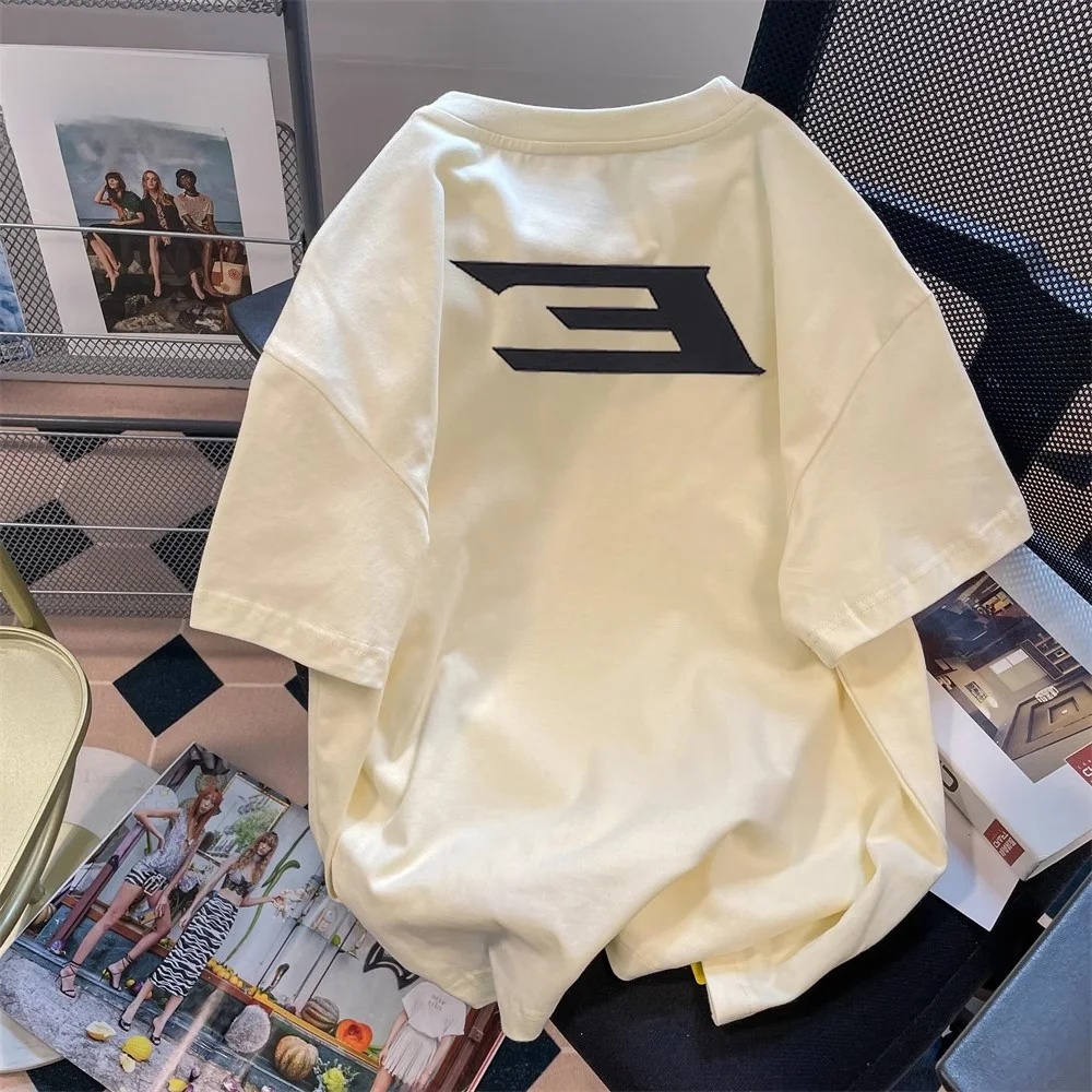 

Американская уличная одежда в стиле INS: женская футболка из чистого хлопка с коротким рукавом, летний дизайн для пар, повседневный топ.