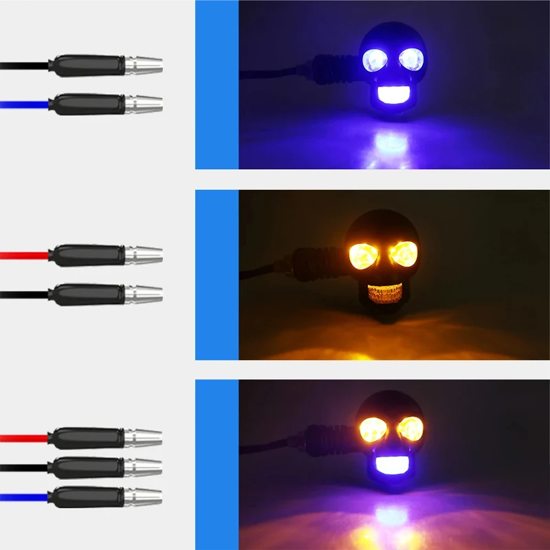 

Motorcycle turn signals LED spotlights skull dual color fog light auxiliary headlight for kawasaki z750 motorcycle accessories