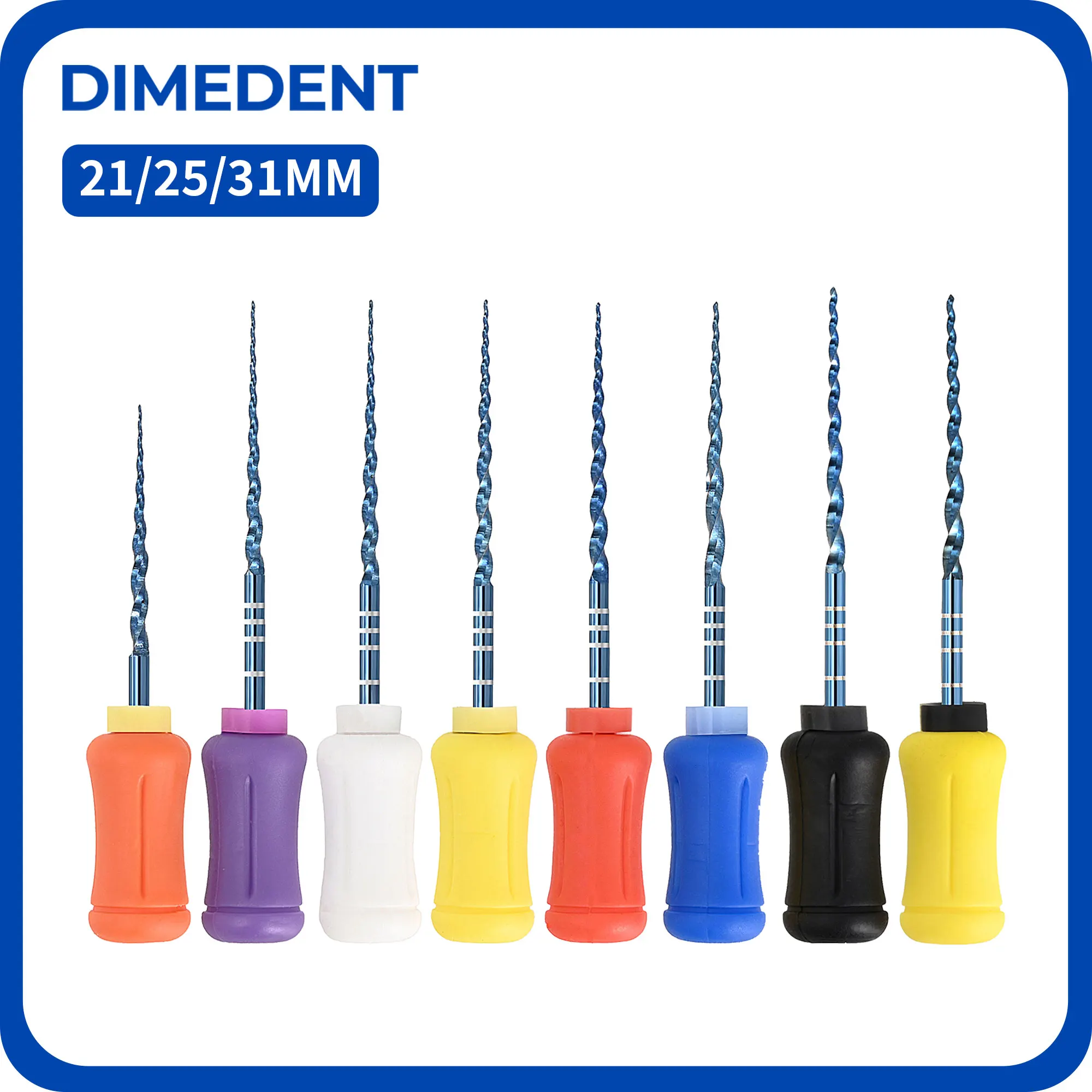 Эндодонтические файлы DIMEDENT Blue Hand Use из никель-титанового сплава для корневых каналов, размеры SX-F3, F4, F5, 21/25/31 мм, стоматологический инструмент