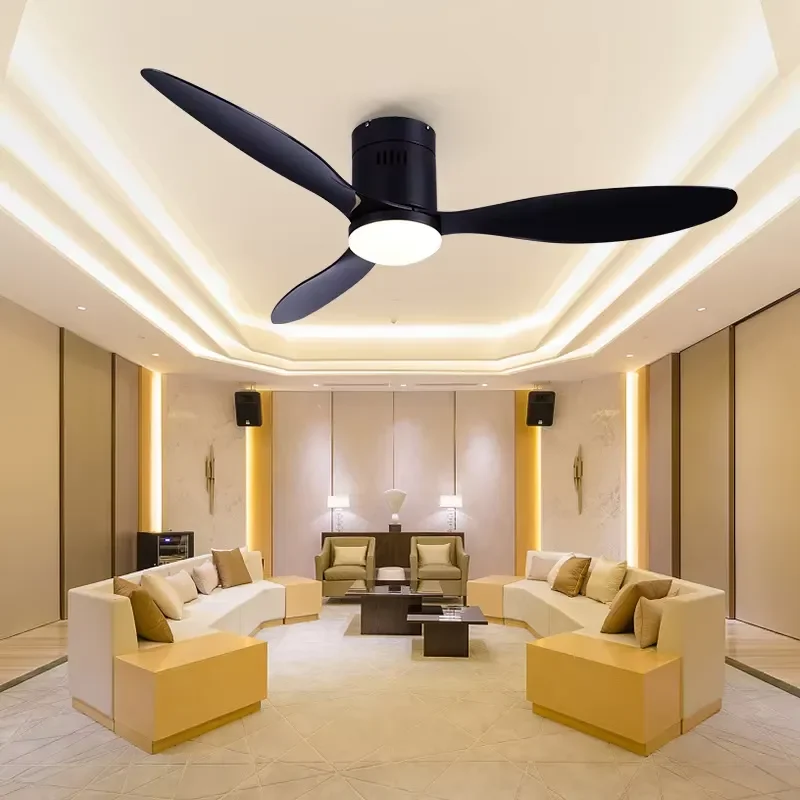 Dining Room Ceiling Fan Light with Remote Control LED Metal 5-Speed Modern Chandelier for Living Room