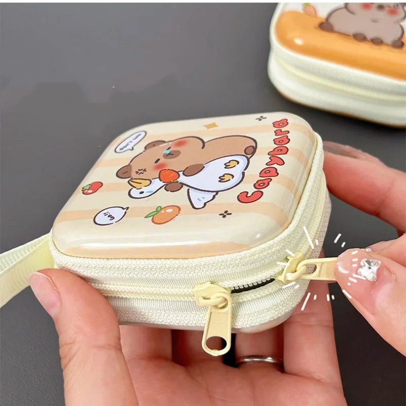 لطيف كابيبارا محفظة نسائية للعملات المعدنية المحمولة مقاوم للماء حقيبة التخزين الكرتون حقيبة مفاتيح صغيرة محفظة صغيرة حاملات للعملات المعدنية