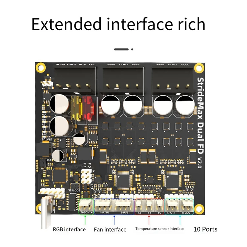 Stridemax Dual FD Motherboard Tmc5160 And Car Fuse 60V Max Boards Support Klipper & RRF For Voron VZ 3D Printers Accessories