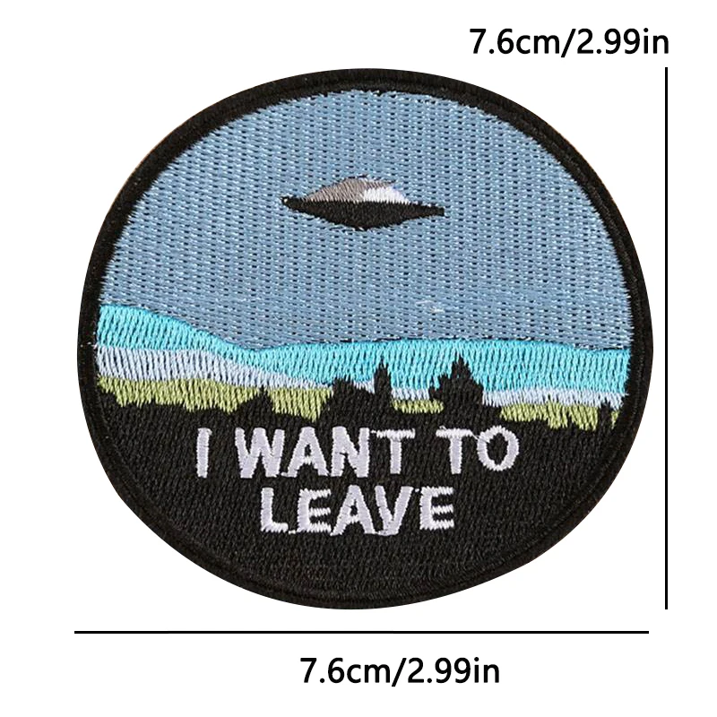 5 pcs UFO Alien Iron On Patches,Space Flying Saucer Embroidery Patch For Clothing Outdoor Adventure Appliques DIY Fusible Badges