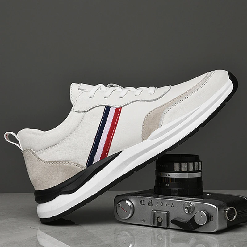 Fashion New Genuine Leather Men Height Increasing Shoes 4/6/8CM Outdoor Casual Sneakers Men Fashion Sports Shoes Men Size 37-43