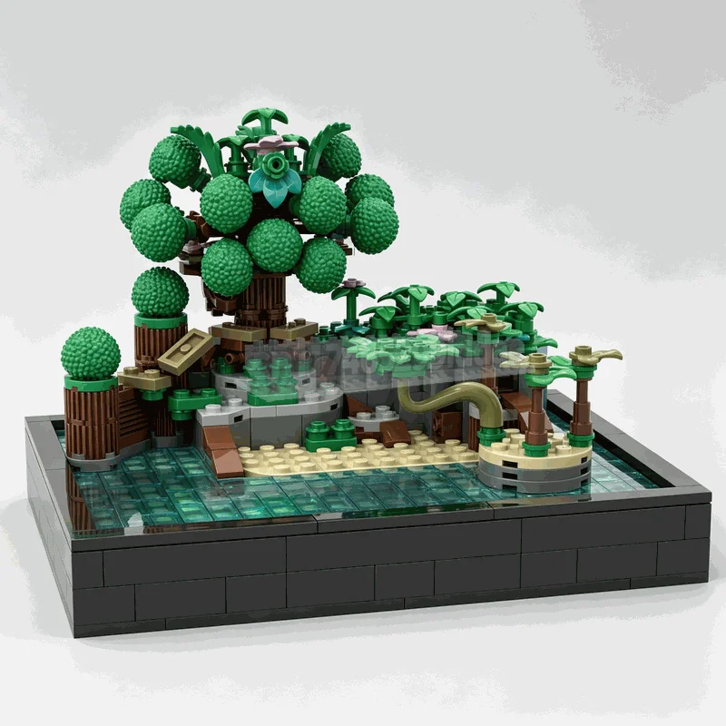 547PCS Tropical Island Garden Diorama Building Blocks Microscale Seaside Landscape Model DIY Assembly Set Collection Toy Gifts
