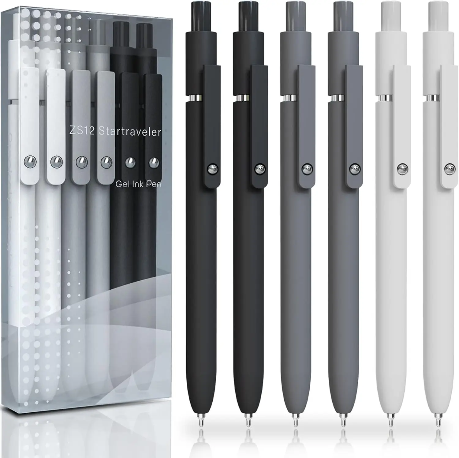 

6-Pack 0.5mm Fine Point Gel Pens, Smooth Writing Black Ink, Quick-Dry for Office, Journaling Gifts