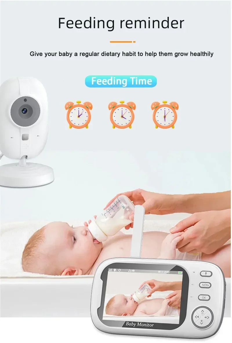 

2026 3.5 Inch HD Baby Monitor 1280x720P Caregiver Camera 603 Upgraded Model with 60-Degree Adjustable Angle And Timer Function