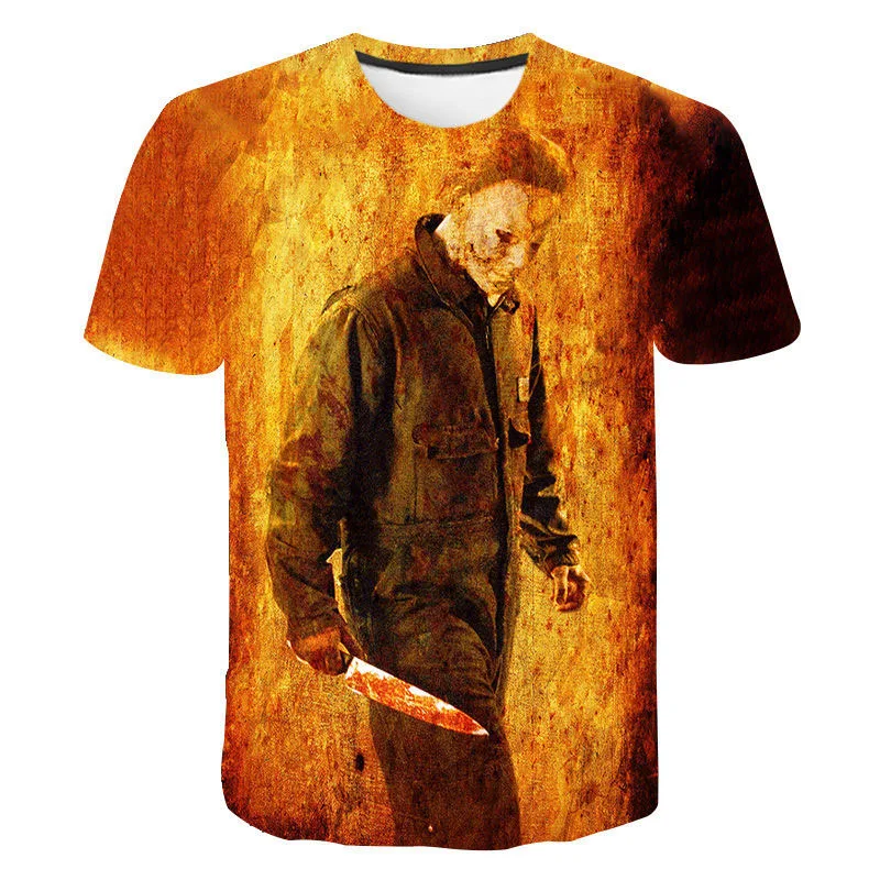 Halloween 3D Printed T-Shirts Horror Michael Myers Streetwear Men Women Fashion Short Sleeve T Shirt Kids Tees Tops Man Clothing