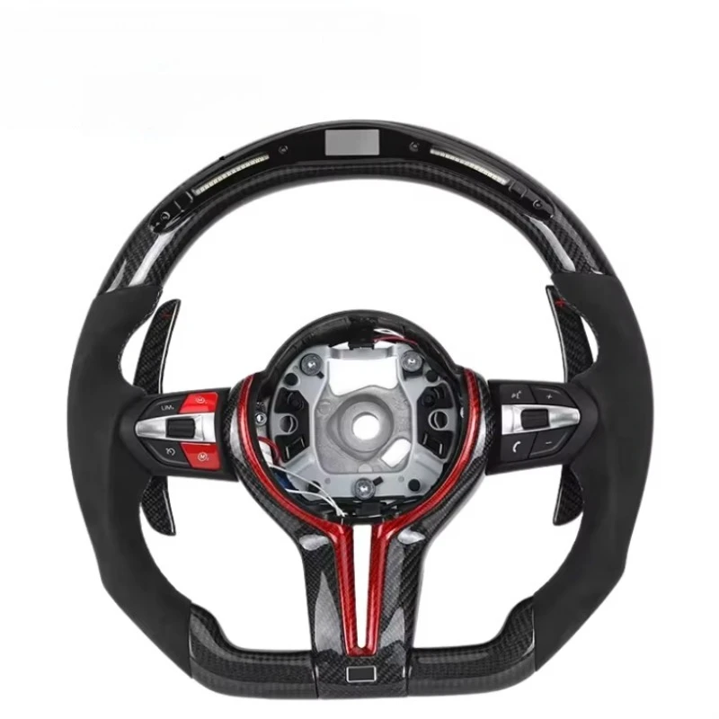 Universal Carbon Fiber Suede LED Sport Steering Wheel Fit for E70 E71 E90 F01 F10 F15 F30 F32 F36 F80 F82 F87 X1 X3
