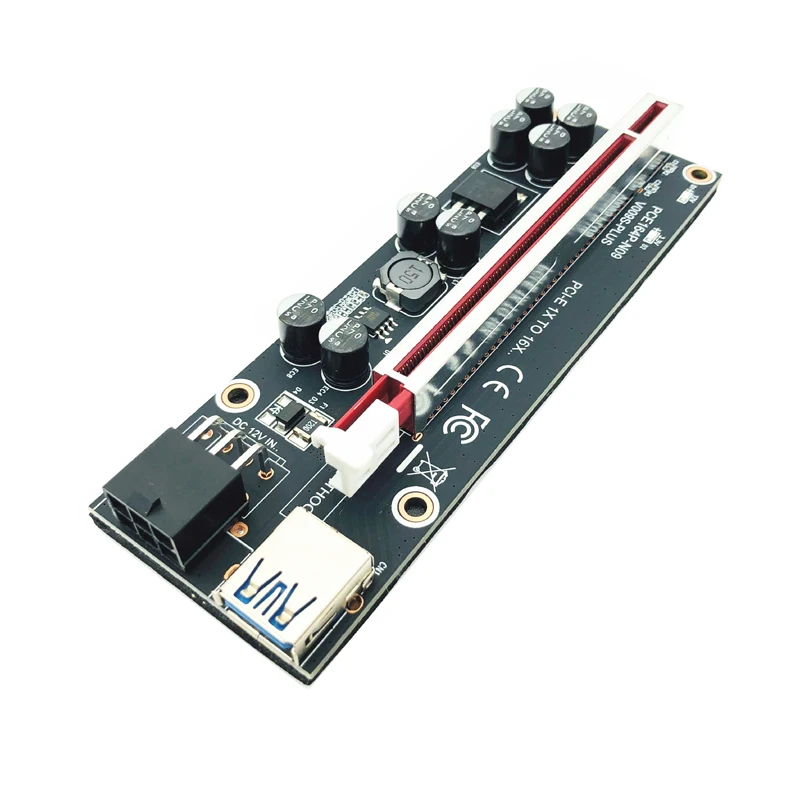 VER009S Plus PCI-E PCIE Riser 009s 6 pin PCI Express Riser Card Molex USB 3.0 Cable 1X 16X Extender for Bitcoin BTC Miner Mining