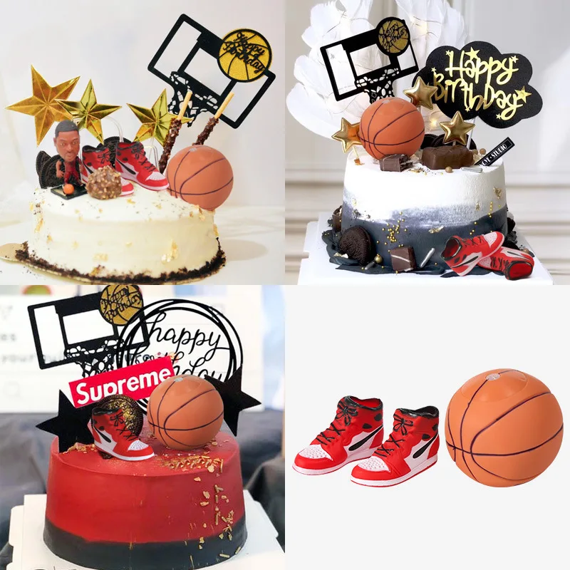 Mini Basketball Football Shoe Birthday Cake Decoration Party Supplies Kitchen DIY Baking Cupcake Topper Decorative Party Props