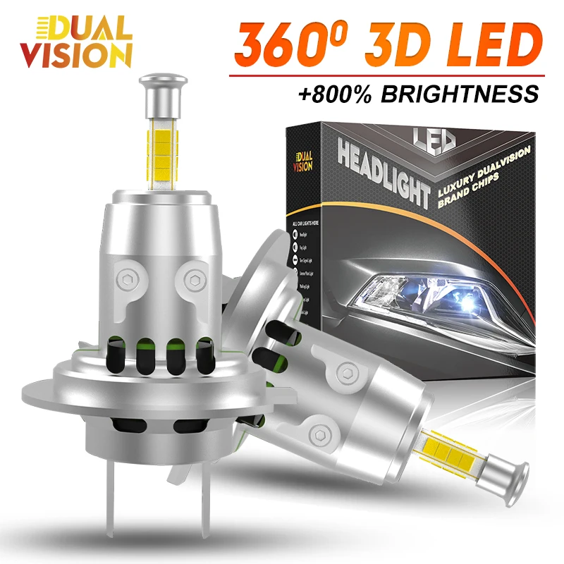 

360 H7 Светодиодные лампы для фар Мини Беспроводные 2500 Вт 4-сторонние CSP Светодиодные автомобильные фары Автодиод 1:1 Turbo Mini LED H7 Лампы 12 В 24 В