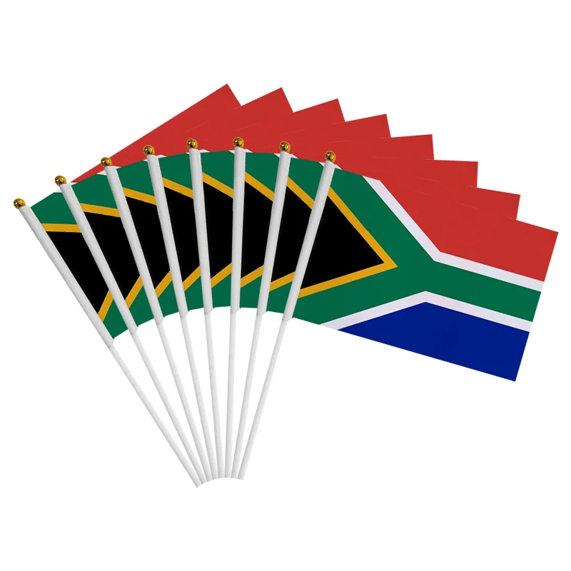 

100pcs/lot Custom South Africa Hand Flag 14 x 21 cm Double Side Printing South Africa Hand waving Flag