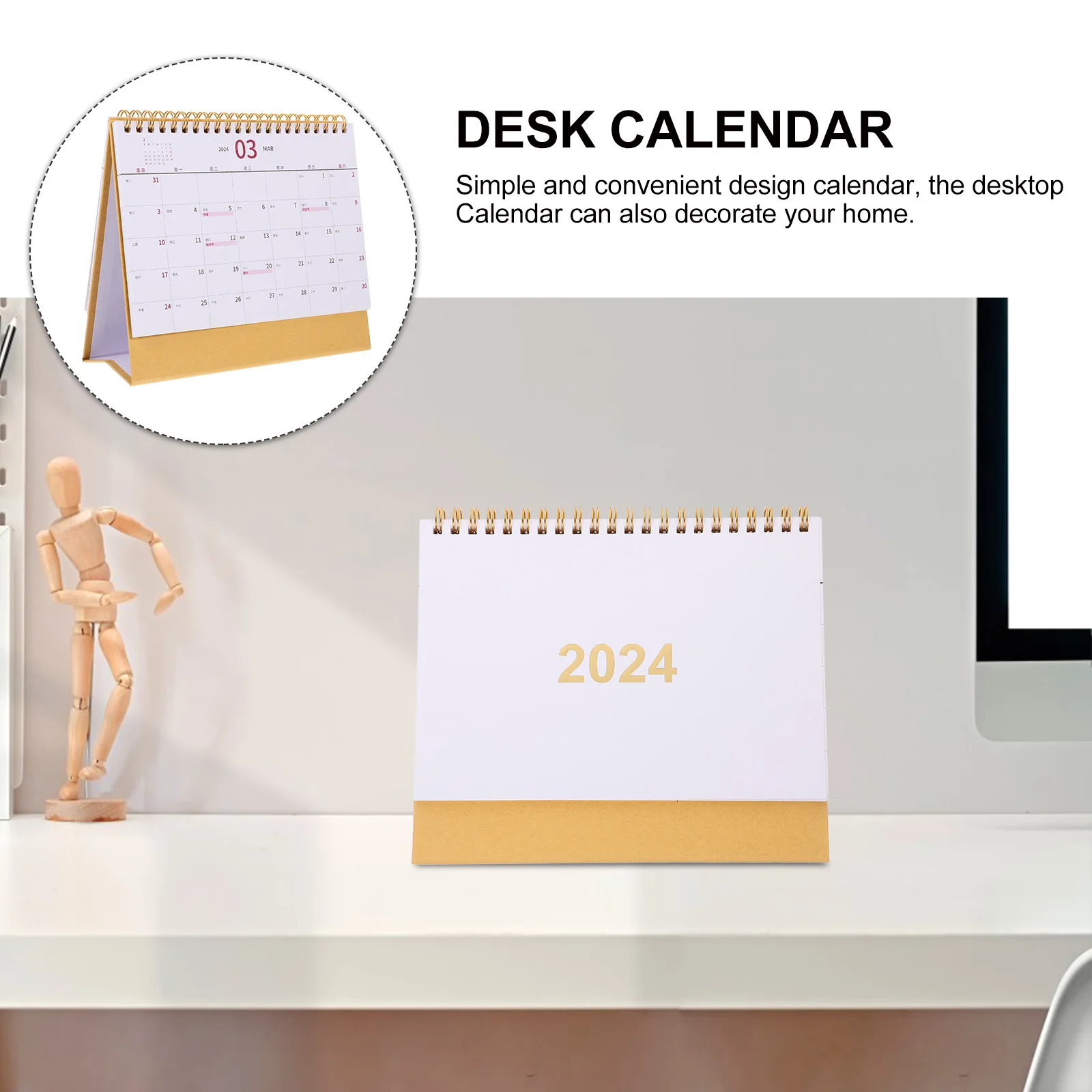

2024 Monthly Desktop Calendar Simple Design St Planner Thick Material Decorative Daily Use Office Desk Calendars Modern