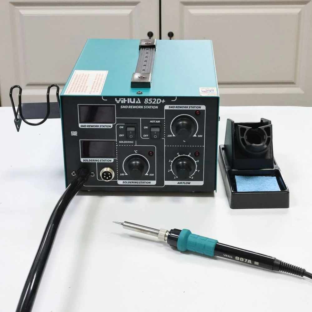 Yihua 852D+ air pump type hot air gun welding table 2-in-1 digital display adjustable temperature home mobile phone maintenance